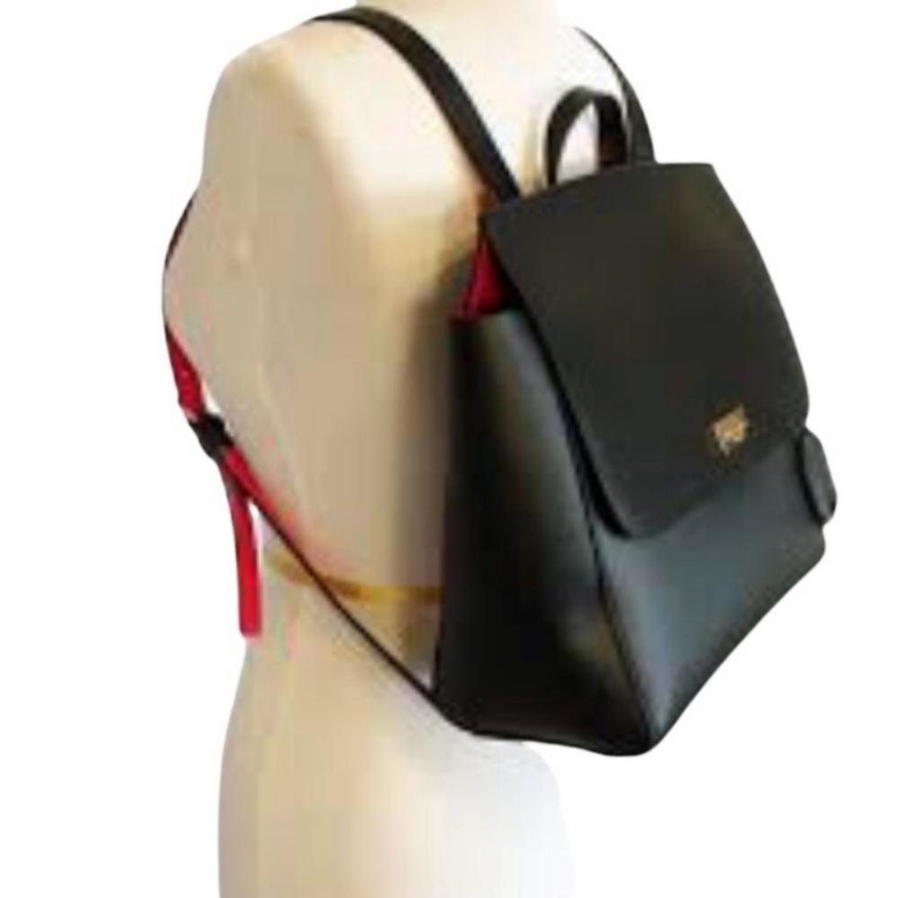 Kate Spade black and hot pink leather back pack purse